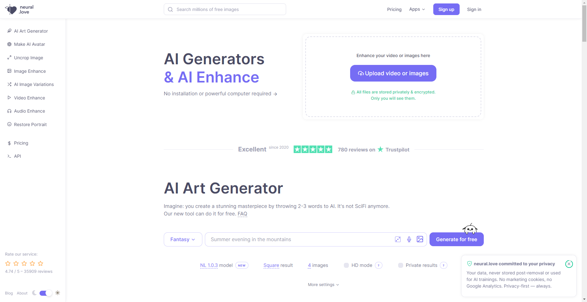 Neural.love Art Generator - AI Tools Masters